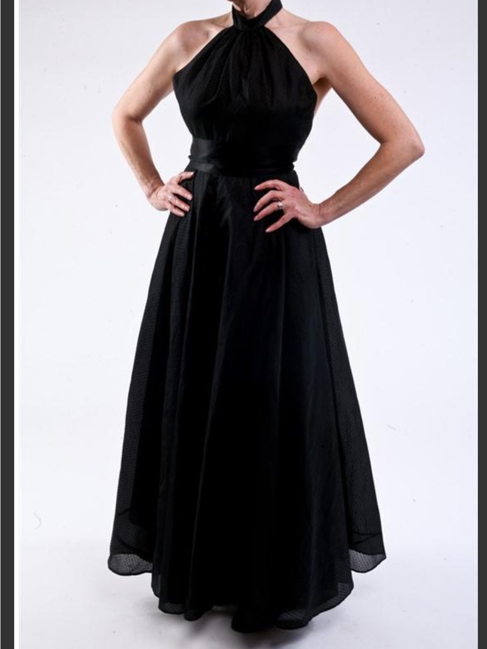 Vintage Geoffrey Beene Black Halter Maxi Dress circa 1960s/1970s